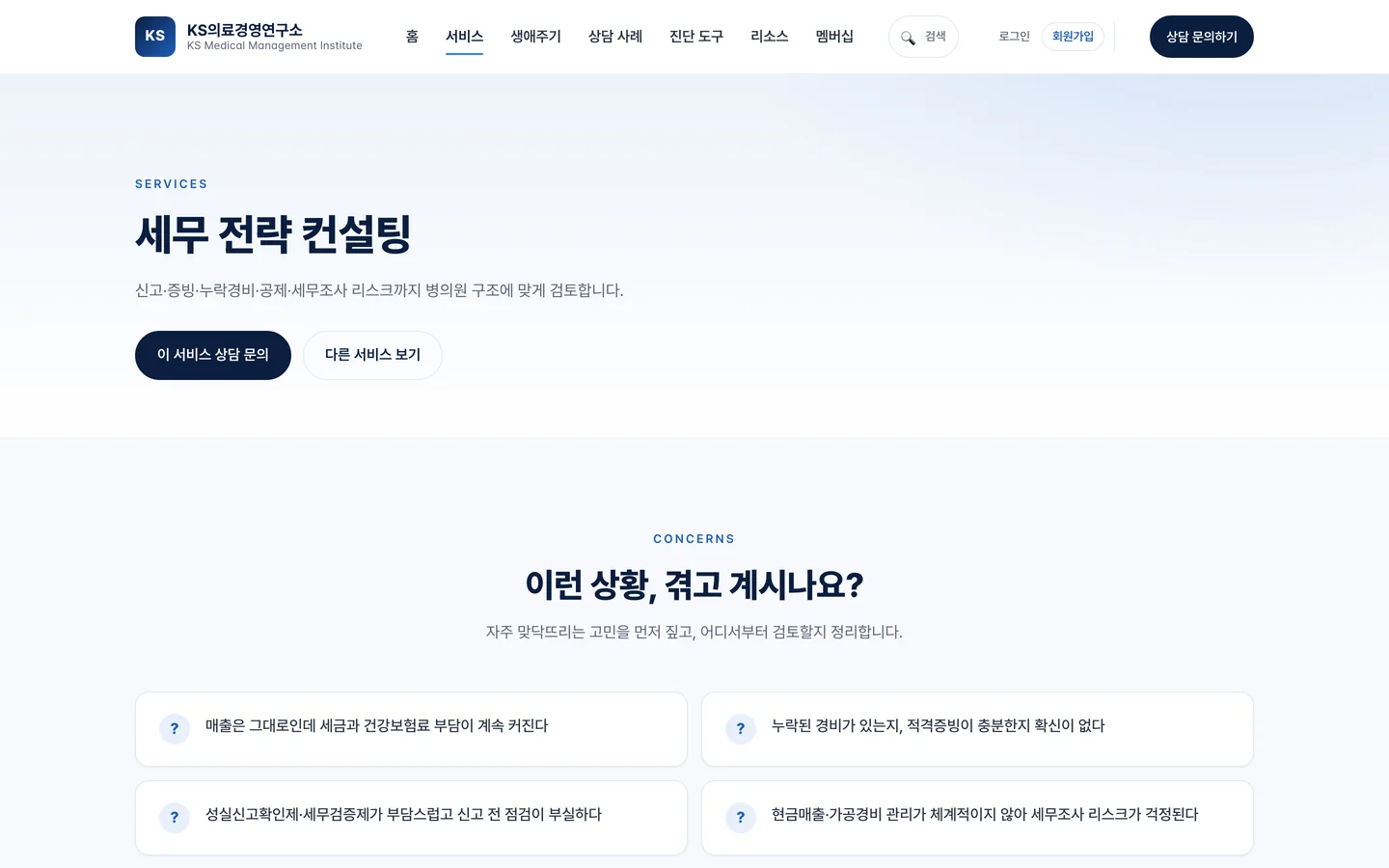 세무 전략 서비스 상세 화면
